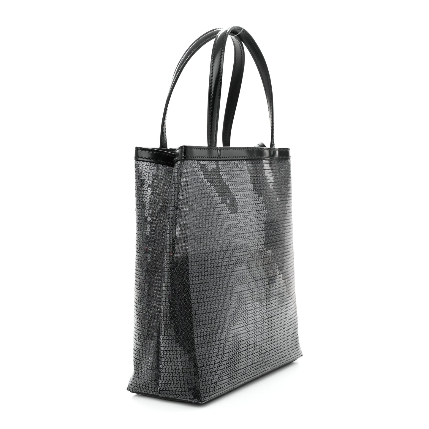 Sequin Mesh Small Tote Bag Black