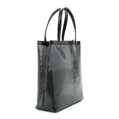 Prada Sequin Mesh Small Tote Bag Black 3 of 11