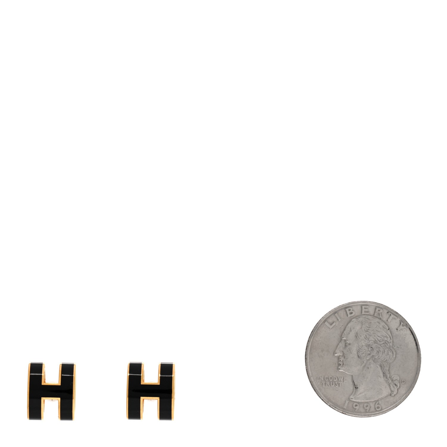Hermes Gold Lacquered Mini Pop H Earrings Black 2 of 5