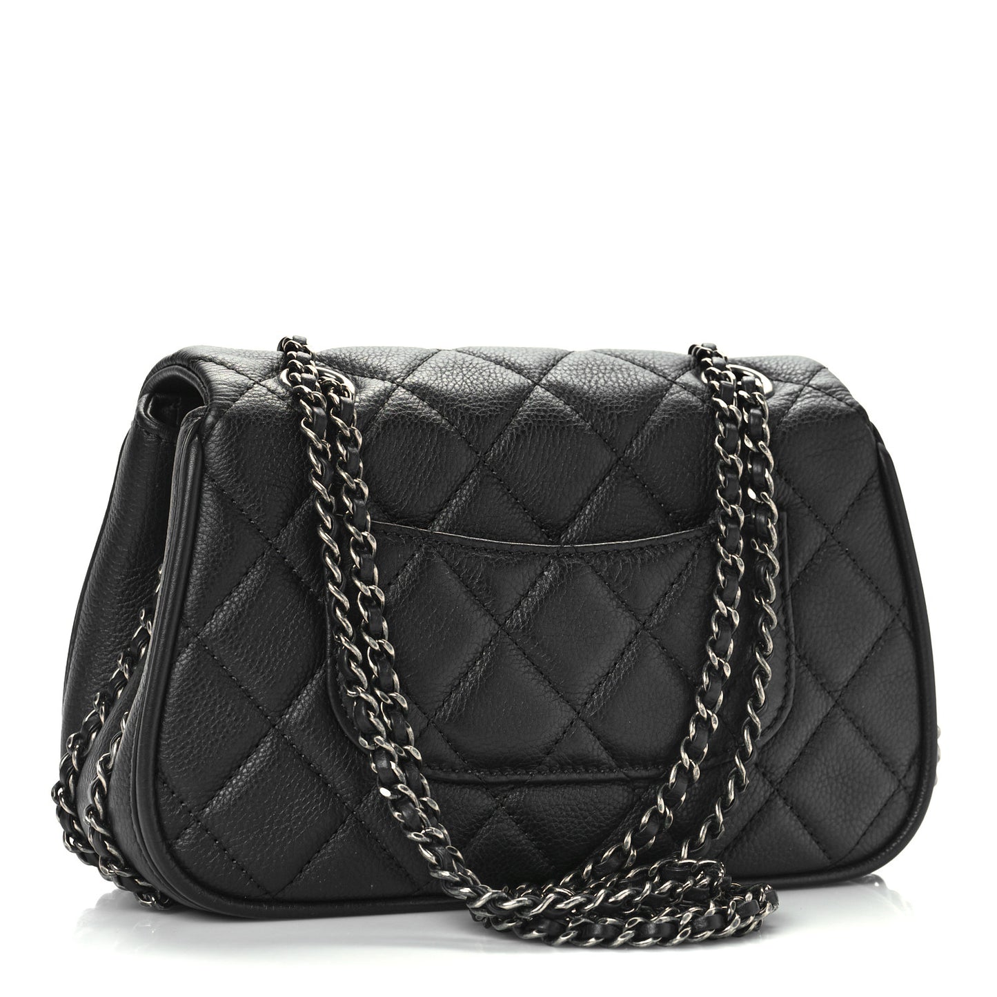 Calfskin Quilted Small Frame In Chain Flap Black