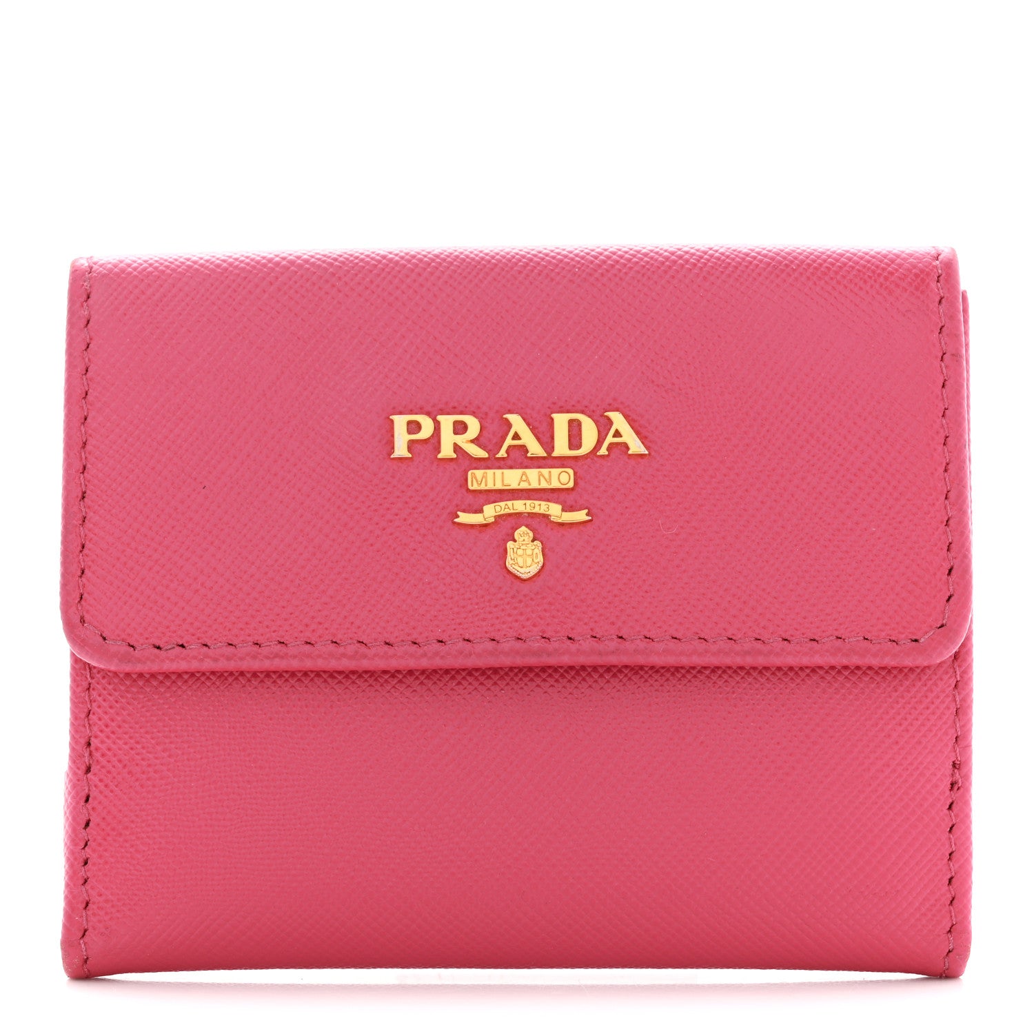 Prada Saffiano Compact Wallet Pink 1 of 9