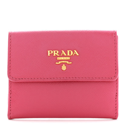 Prada Saffiano Compact Wallet Pink 1 of 9