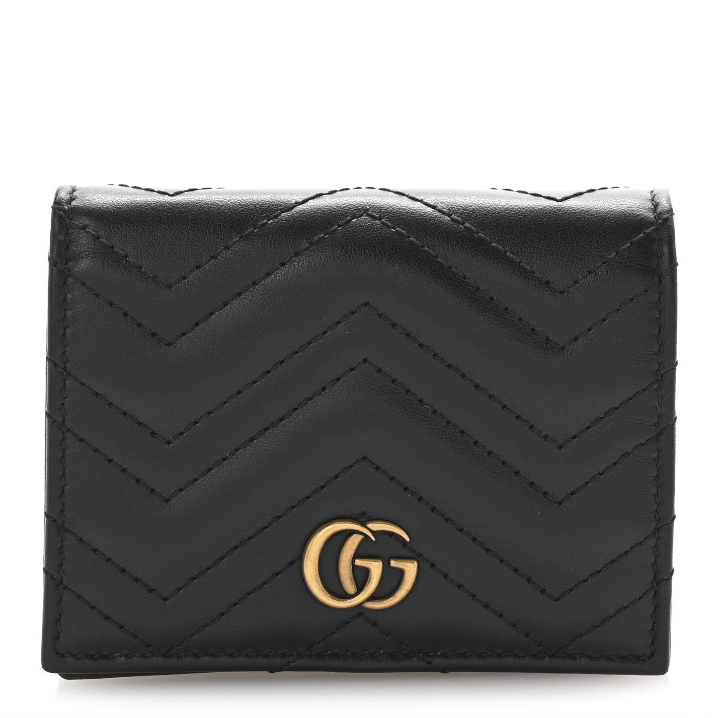 Calfskin Matelasse GG Marmont Card Case Wallet Black