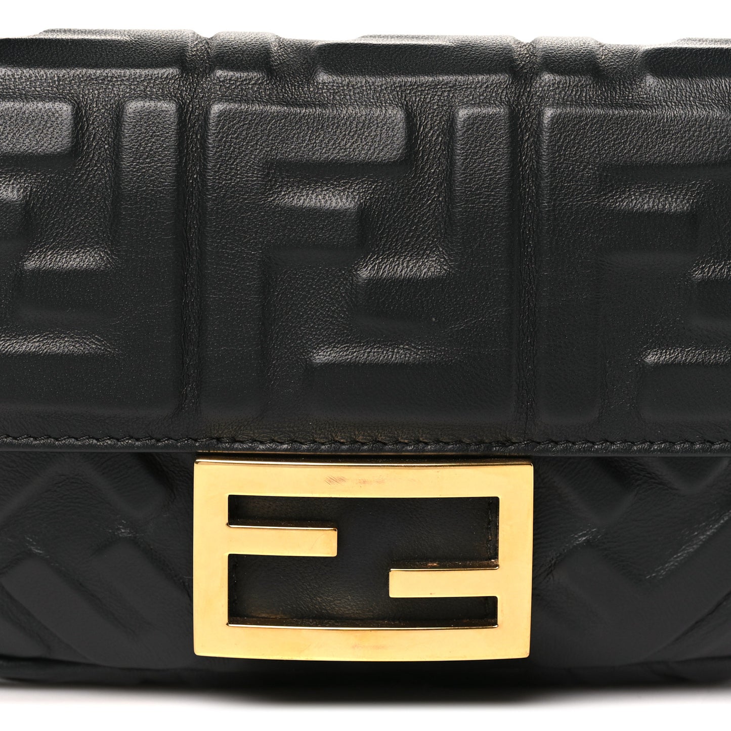 Nappa FF 1974 Embossed Mini Baguette Black