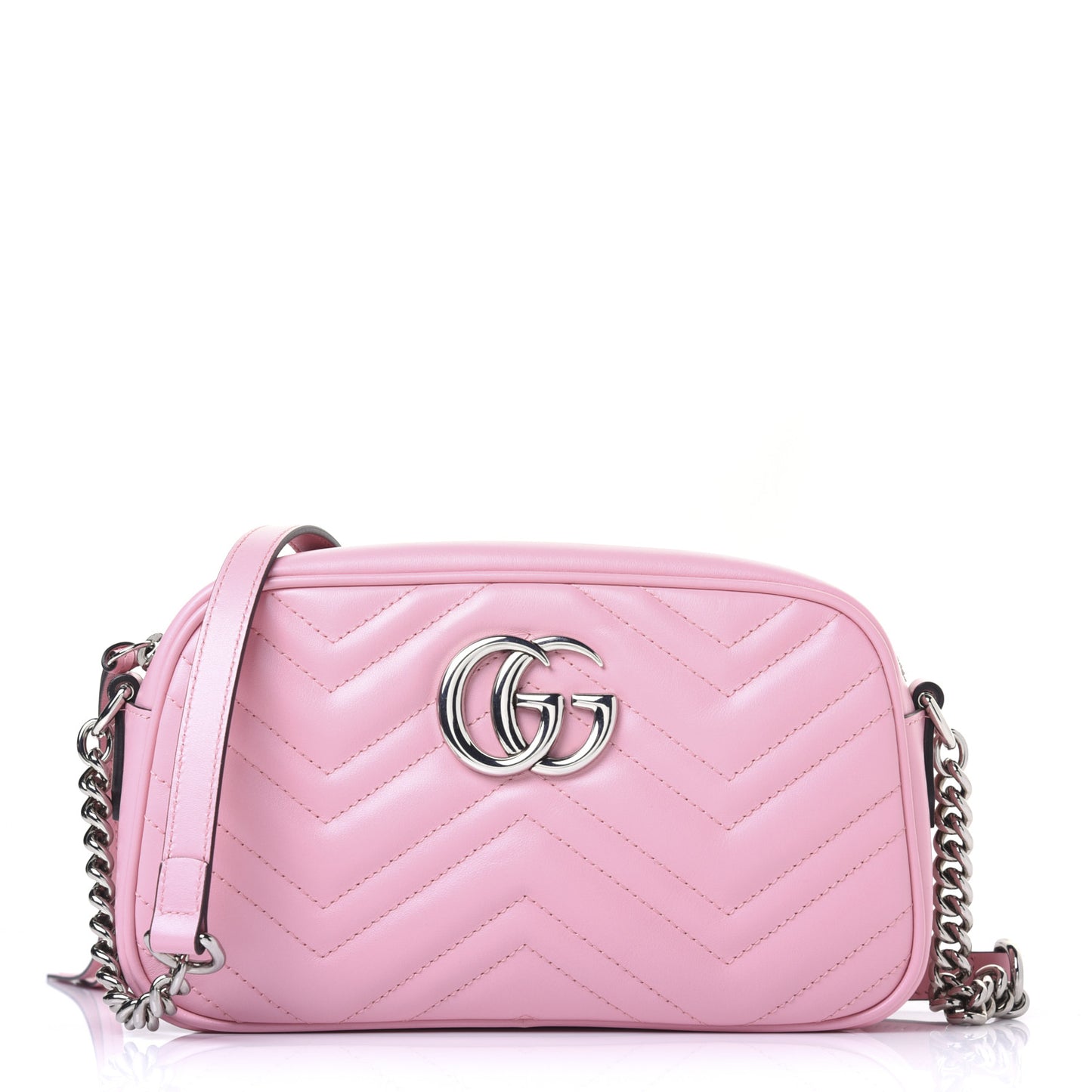 Calfskin Matelasse Small GG Marmont Chain Shoulder Bag Wild Rose