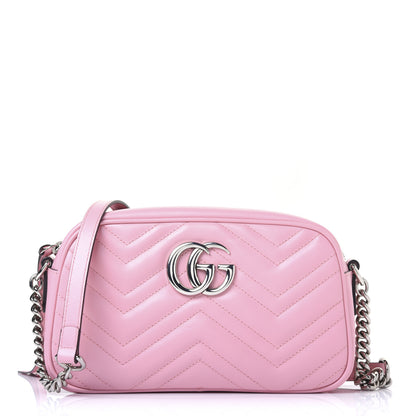 Gucci Calfskin Matelasse Small GG Marmont Chain Shoulder Bag Wild Rose 1 of 11