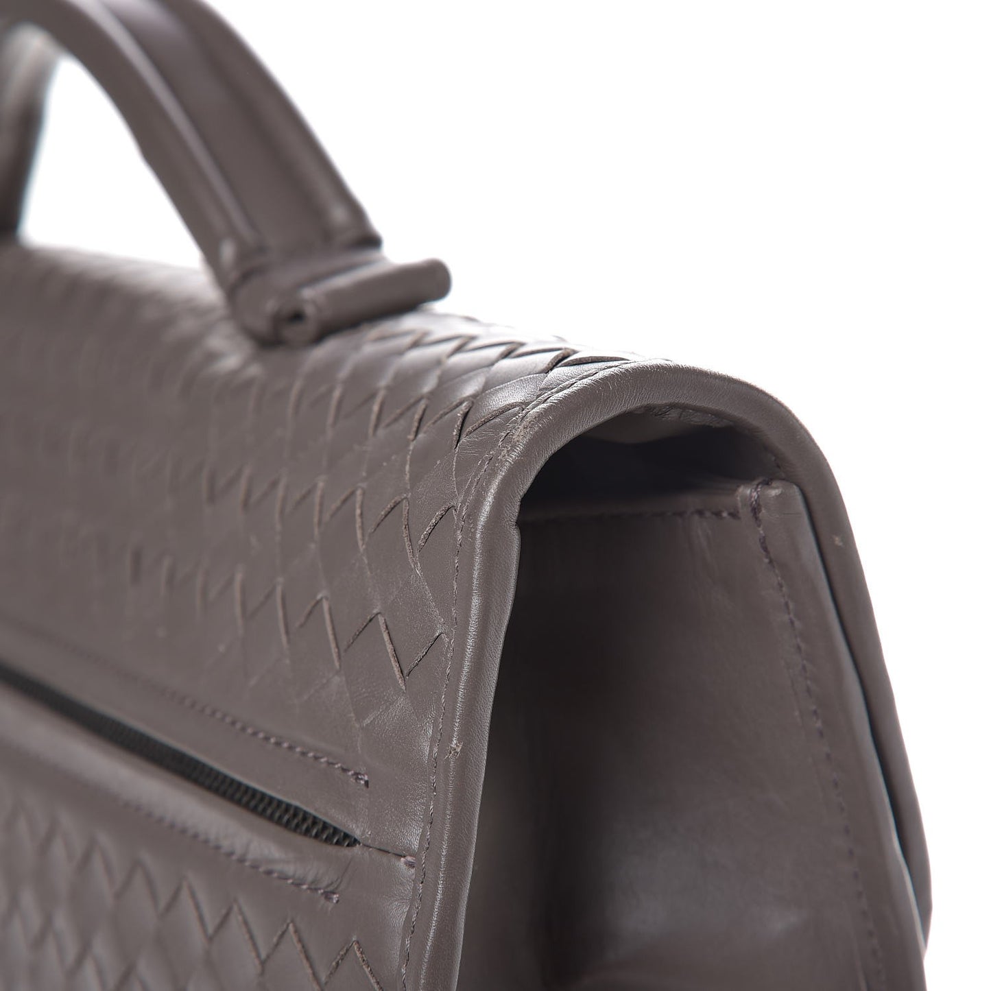 Light Calf Intrecciato Briefcase Steel