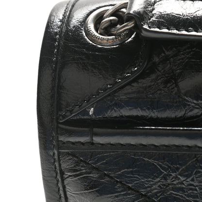 Saint Laurent Crinkled Lambskin Matelasse Monogram Baby Niki Chain Satchel Black 12 of 12