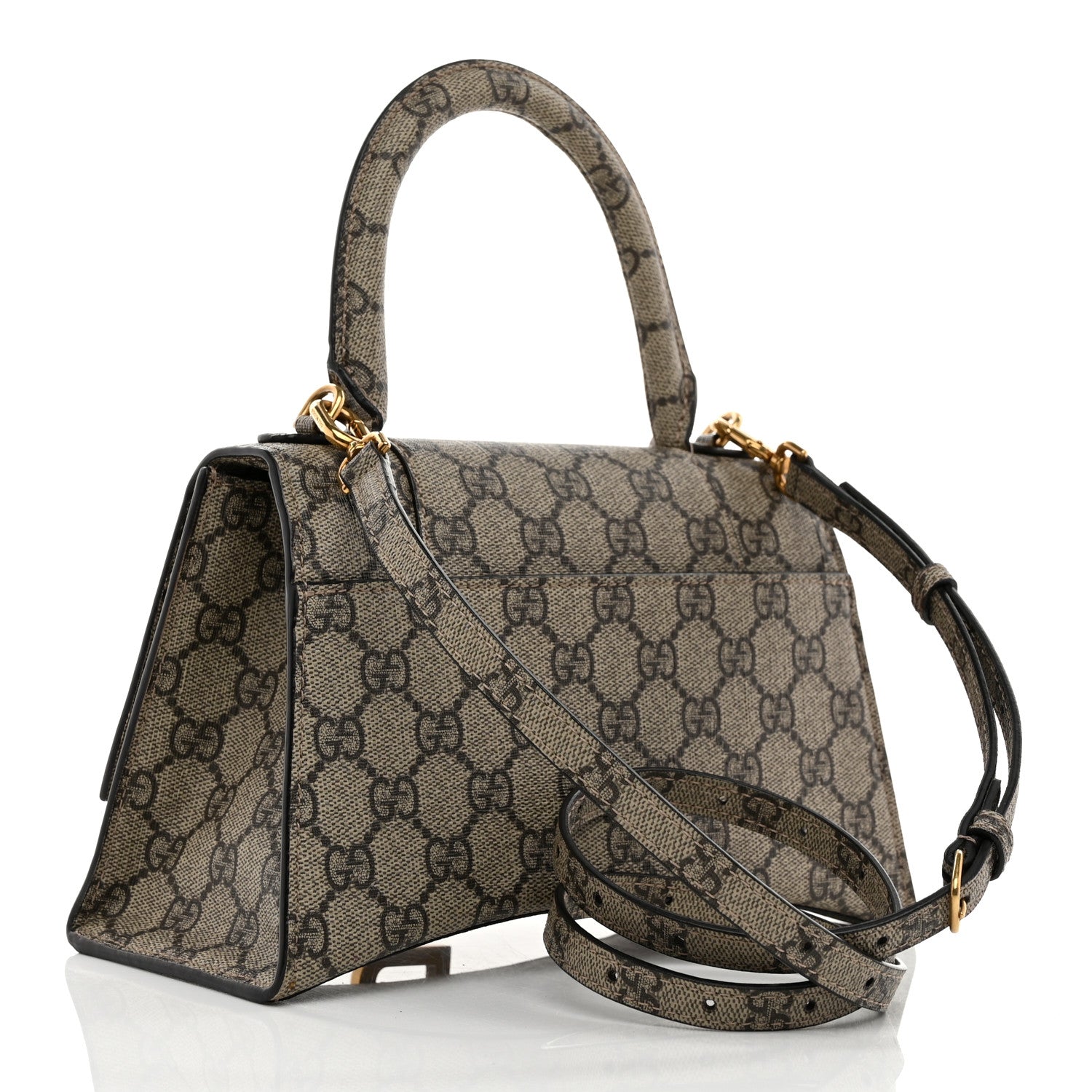 Balenciaga X GUCCI GG Supreme Monogram Small Hourglass Top Handle Bag Beige Ebony 3 of 10