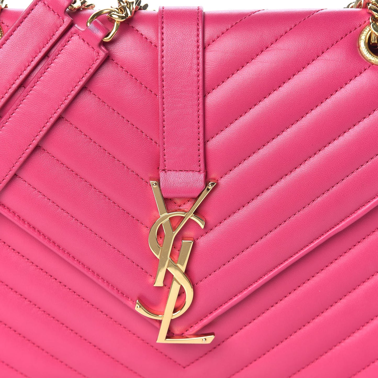 Lambskin Matelasse Medium Monogram Satchel Fuchsia