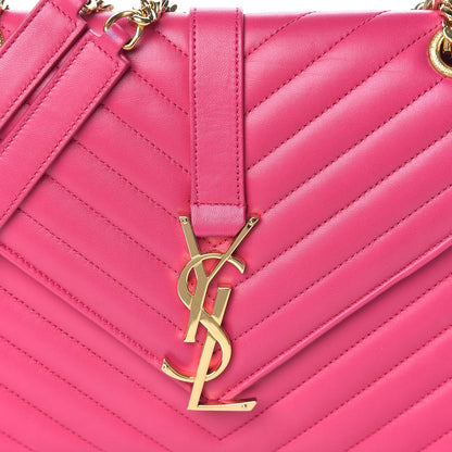 Saint Laurent Lambskin Matelasse Medium Monogram Satchel Fuchsia 10 of 10