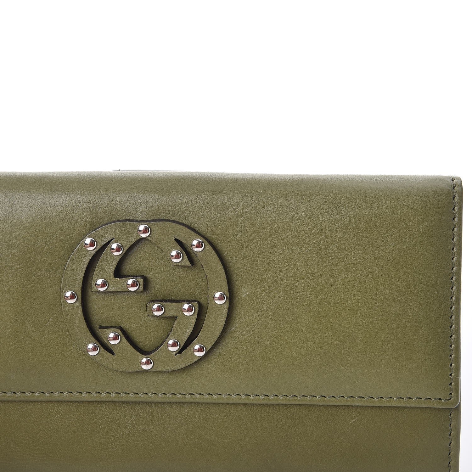 Gucci Calfskin Studded Blondie Continental Wallet Green 9 of 12