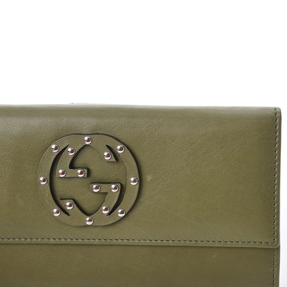 Gucci Calfskin Studded Blondie Continental Wallet Green 9 of 12