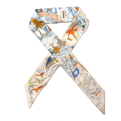 Hermes Silk Sur Mon Nuage Twilly Creme Bleu Ciel Orange 1 of 4