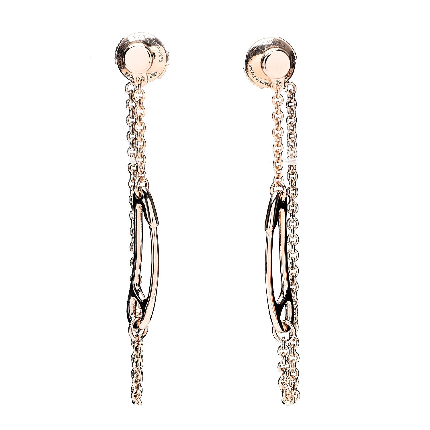 Hermes 18K Rose Gold TPM Chaine D'Ancre Punk Earrings 1 of 5