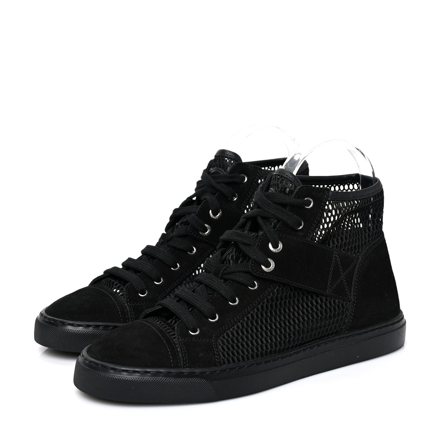 Chanel Mesh Suede High Top Sneakers 37 Black 3 of 7