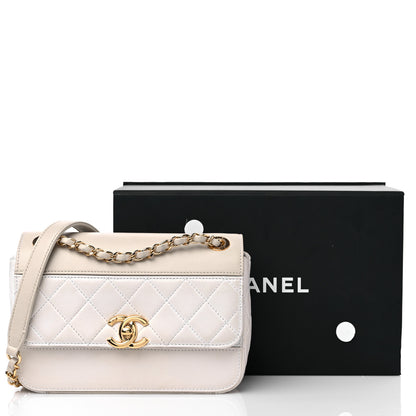 Chanel Lambskin Calfskin Quilted Shoulder Flap Bag Beige White 15 of 15