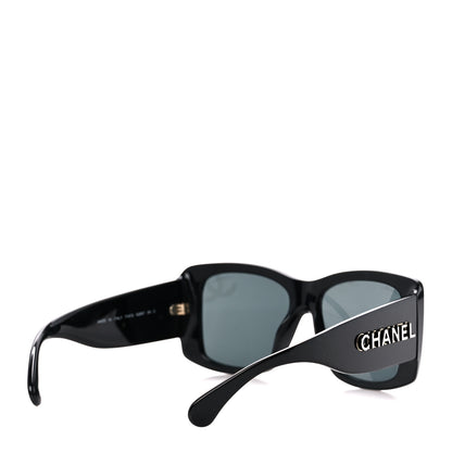 Chanel Acetate CC Logo Square Sunglasses 71472 Black 4 of 8