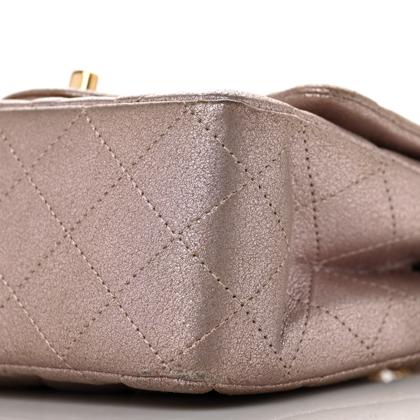 Metallic Goatskin Quilted Mini Square Flap Pink