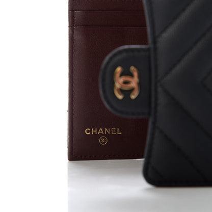 Chanel Caviar Chevron Quilted Compact Flap Wallet Black 6 of 8