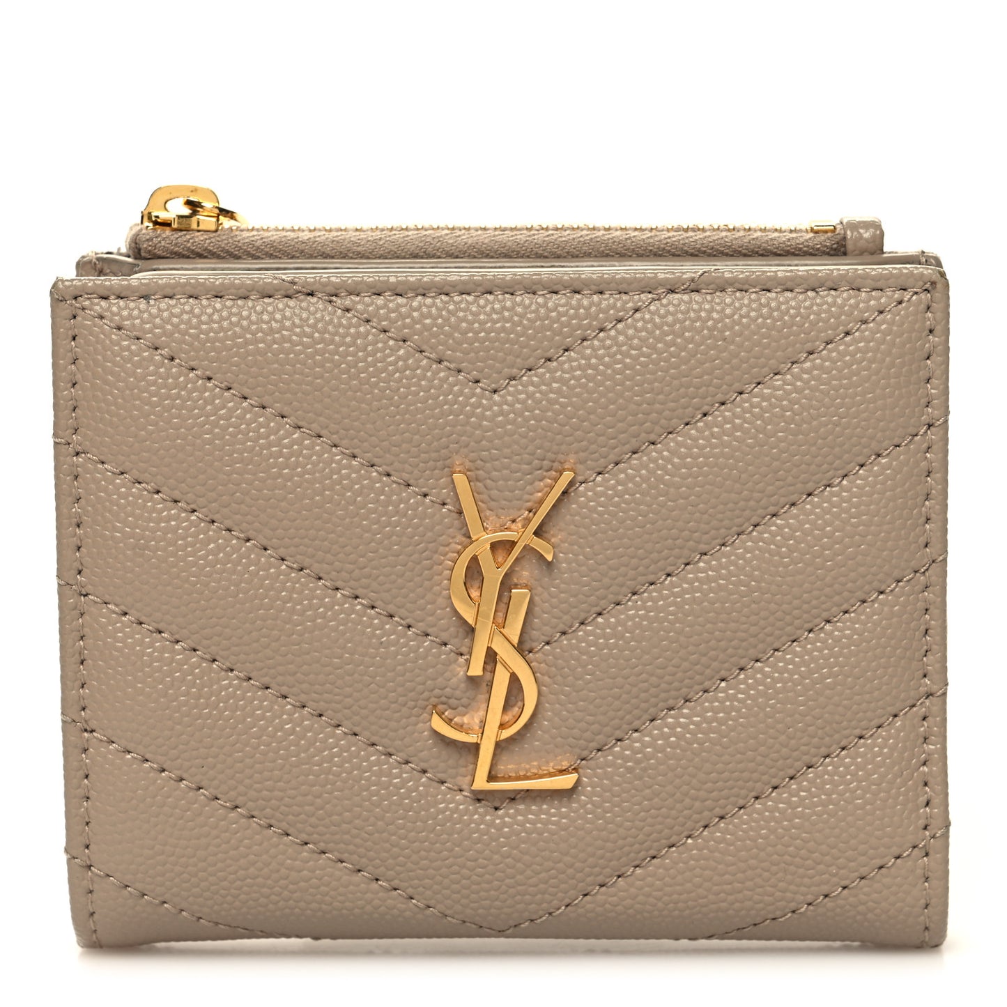 Grain De Poudre Matelasse Chevron Monogram Zipped Card Case Nude Powder