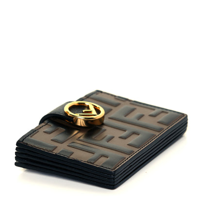 Fendi Vitello Cruise F is Fendi Bi-Color FF 1974 Embossed Gusseted Card Holder Maya Black 4 of 9