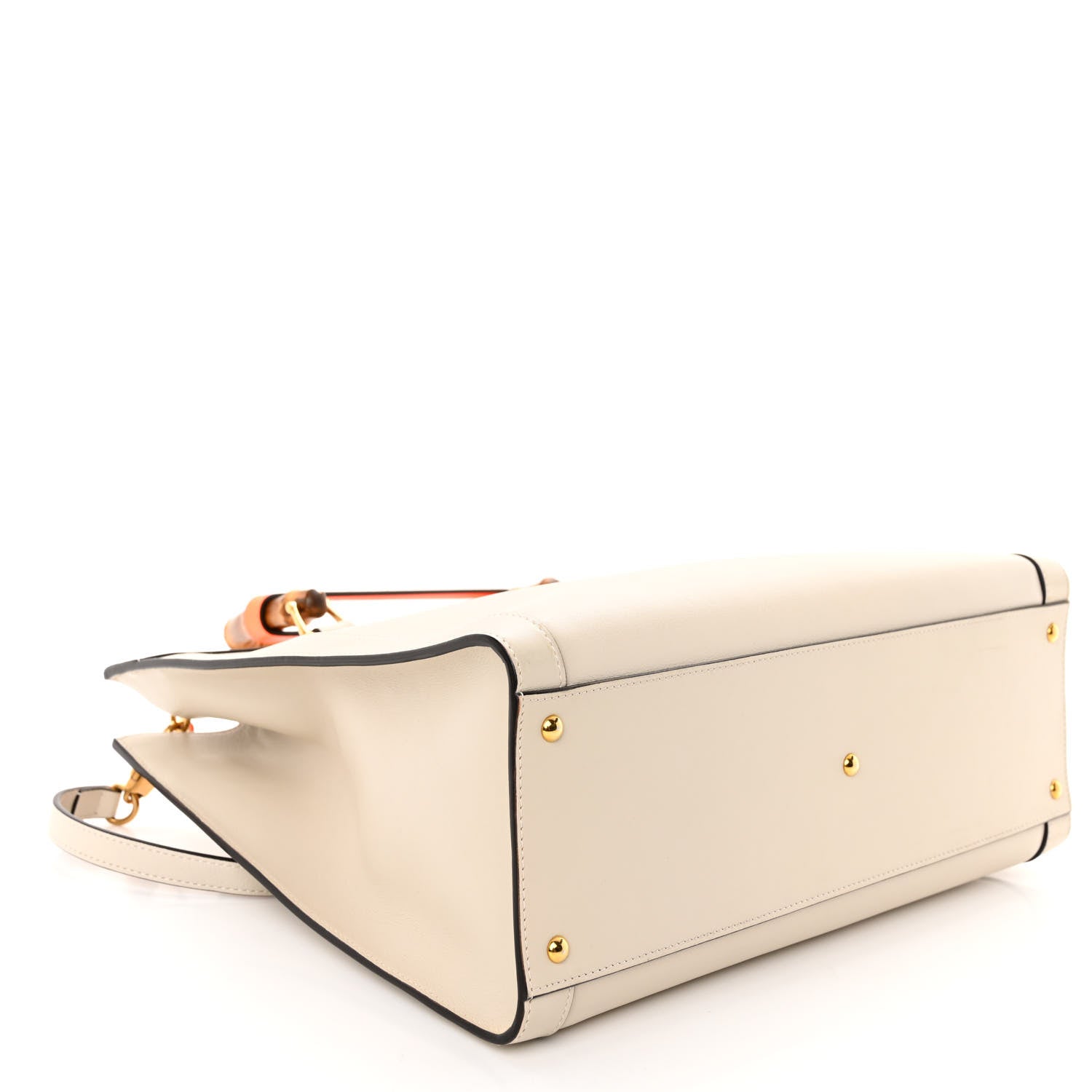 Gucci Wonka Grain Calfskin Small Diana Tote Bag Mystic White Orange Fluo 4 of 9