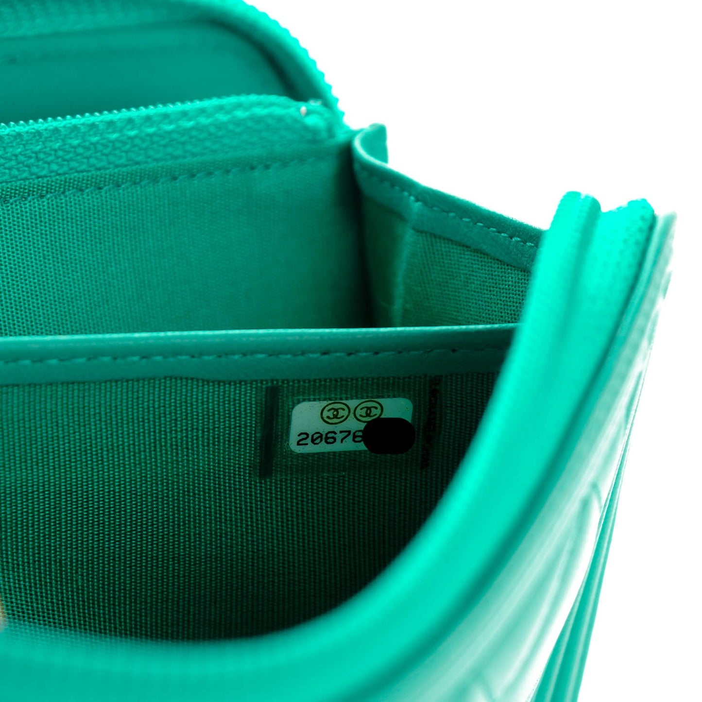Lambskin Quilted Boy Zip Wallet Green