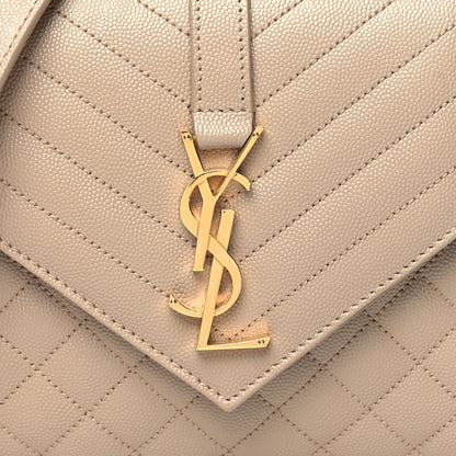 Saint Laurent Grain De Poudre Textured Mixed Matelasse Medium Triquilt Monogram Satchel Dark Beige 7 of 9