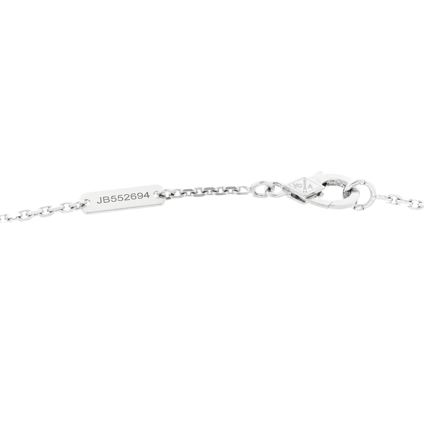 18k White Gold Chalcedony Vintage Alhambra Pendant Necklace
