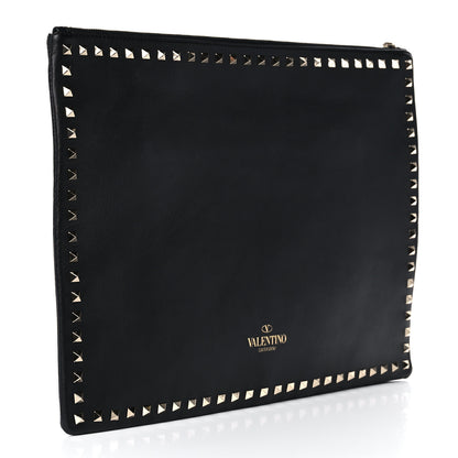 Valentino Garavani Vitello Oversized Rockstud Zip Wristlet Pouch Black 3 of 11