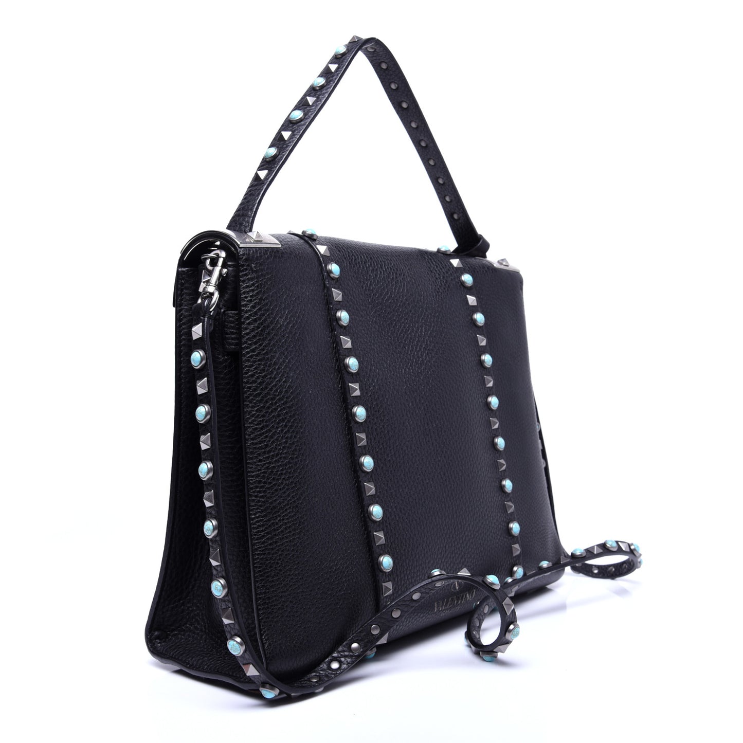 Alce Calfskin My Rockstud Rolling Frame Bag Black
