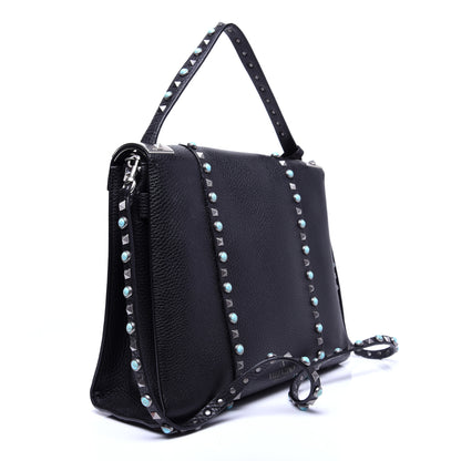 Valentino Garavani Alce Calfskin My Rockstud Rolling Frame Bag Black 3 of 15