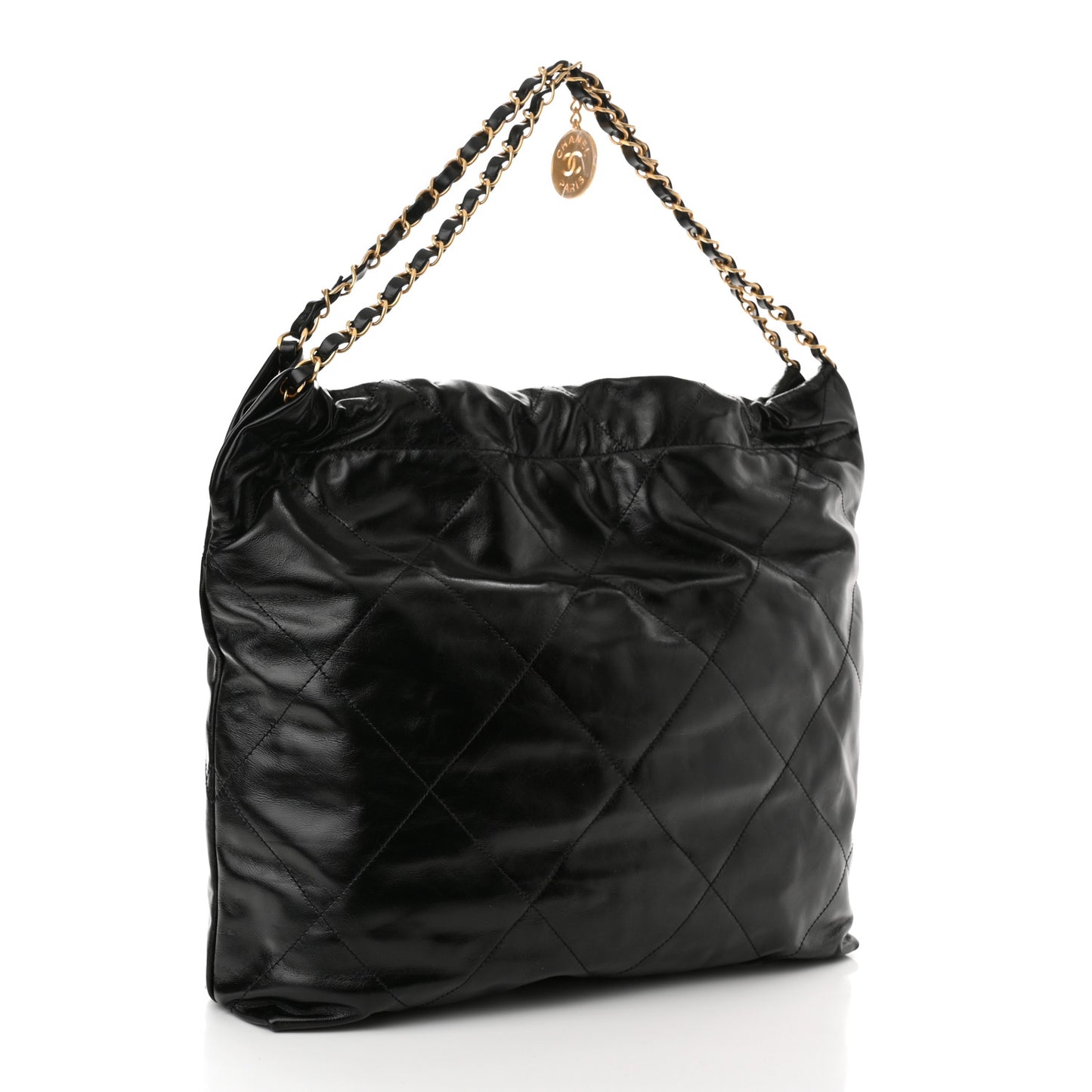 Shiny Calfskin Quilted Chanel 22 Black