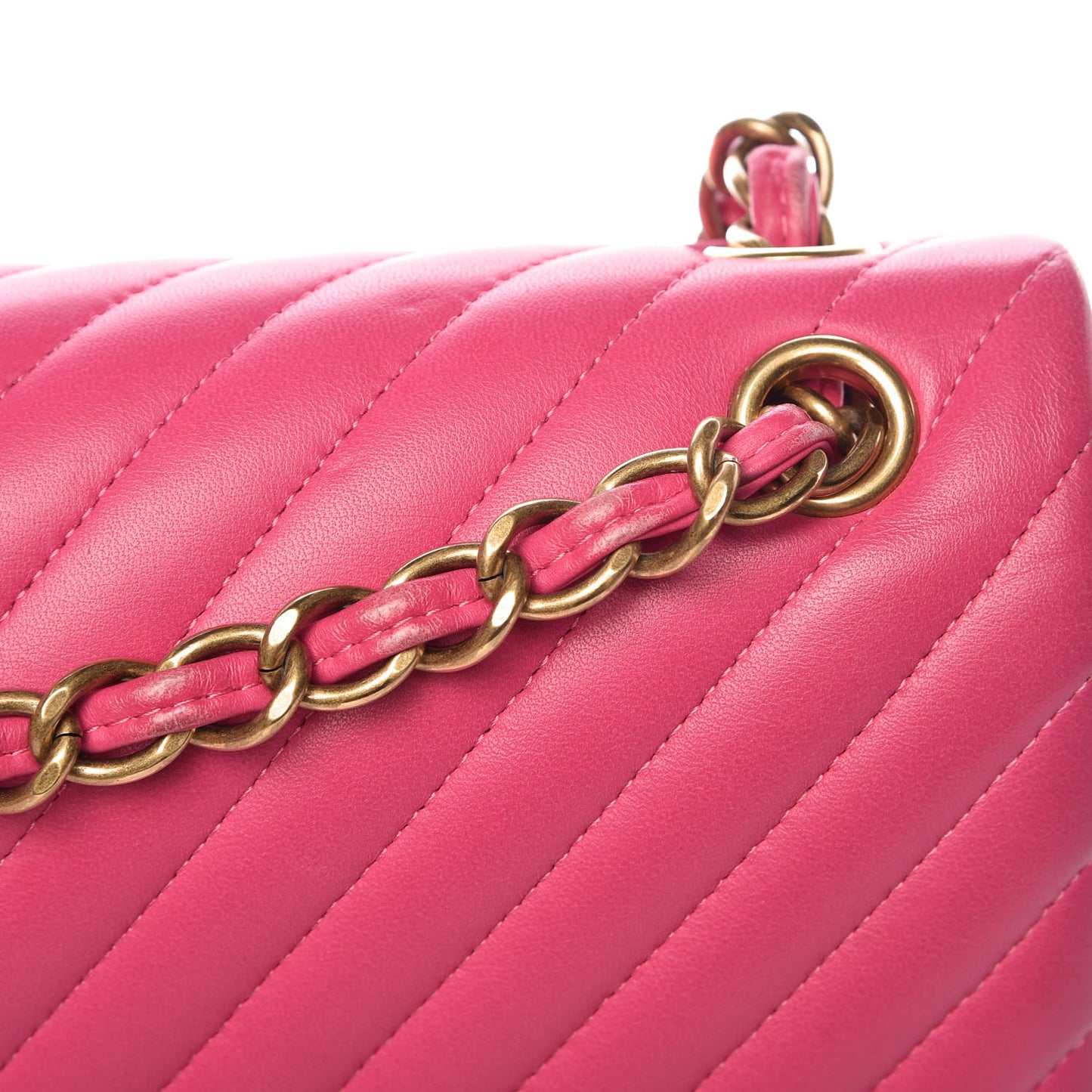 Lambskin Chevron Quilted Jumbo Double Flap Pink
