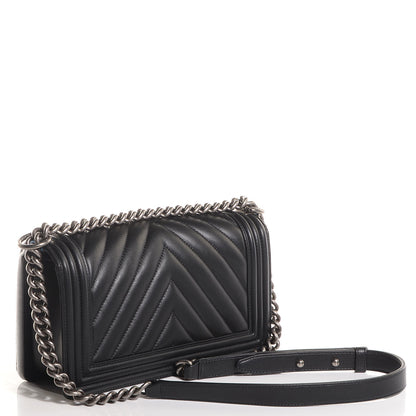 Chanel Calfskin Chevron Medium Boy Flap Black 3 of 8