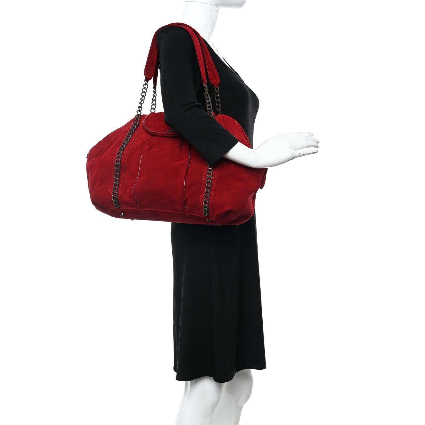 Suede Chain Shoulder Bag Red