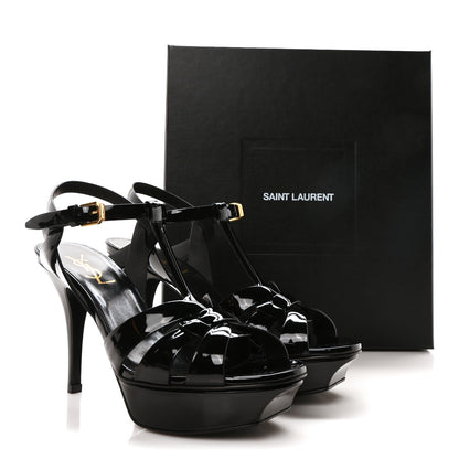 Saint Laurent Patent Tribute 75 Platform Sandals 38 Black 9 of 9
