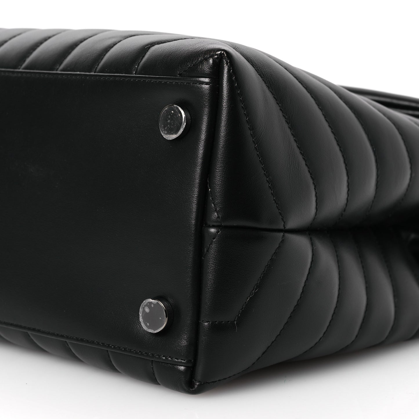 Calfskin Y Quilted Monogram Monochrome Large Loulou Chain Satchel Black