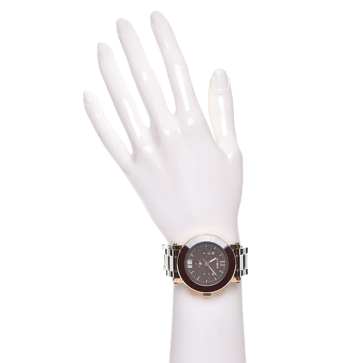 Fendi Stainless Steel Ceramic 38mm Chronograph Quartz Watch Brown 2 of 7