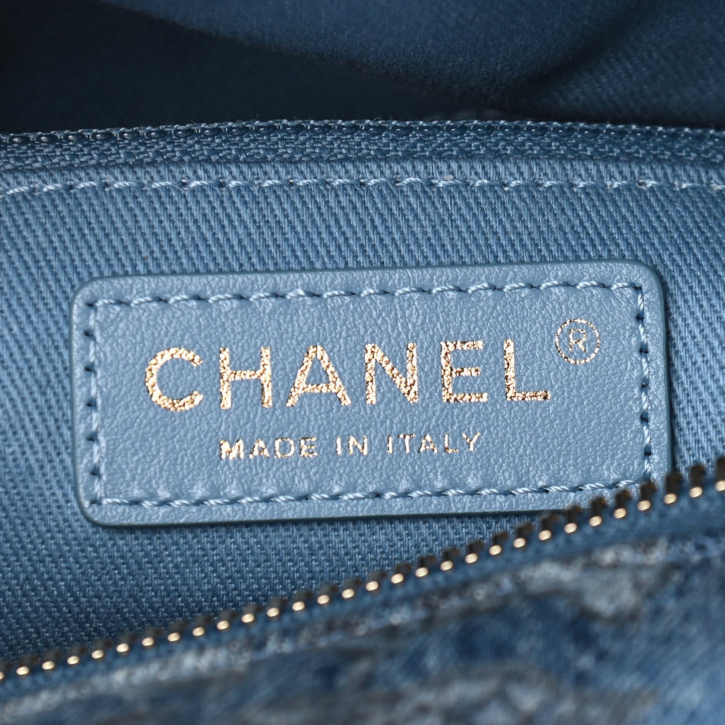 Denim Printed Destination Chenonceau Bowling Bag Blue Grey White