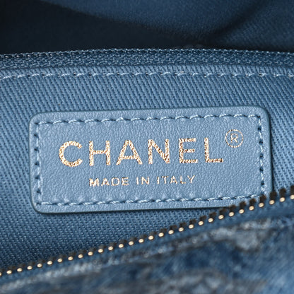 Chanel Denim Printed Destination Chenonceau Bowling Bag Blue Grey White 5 of 9