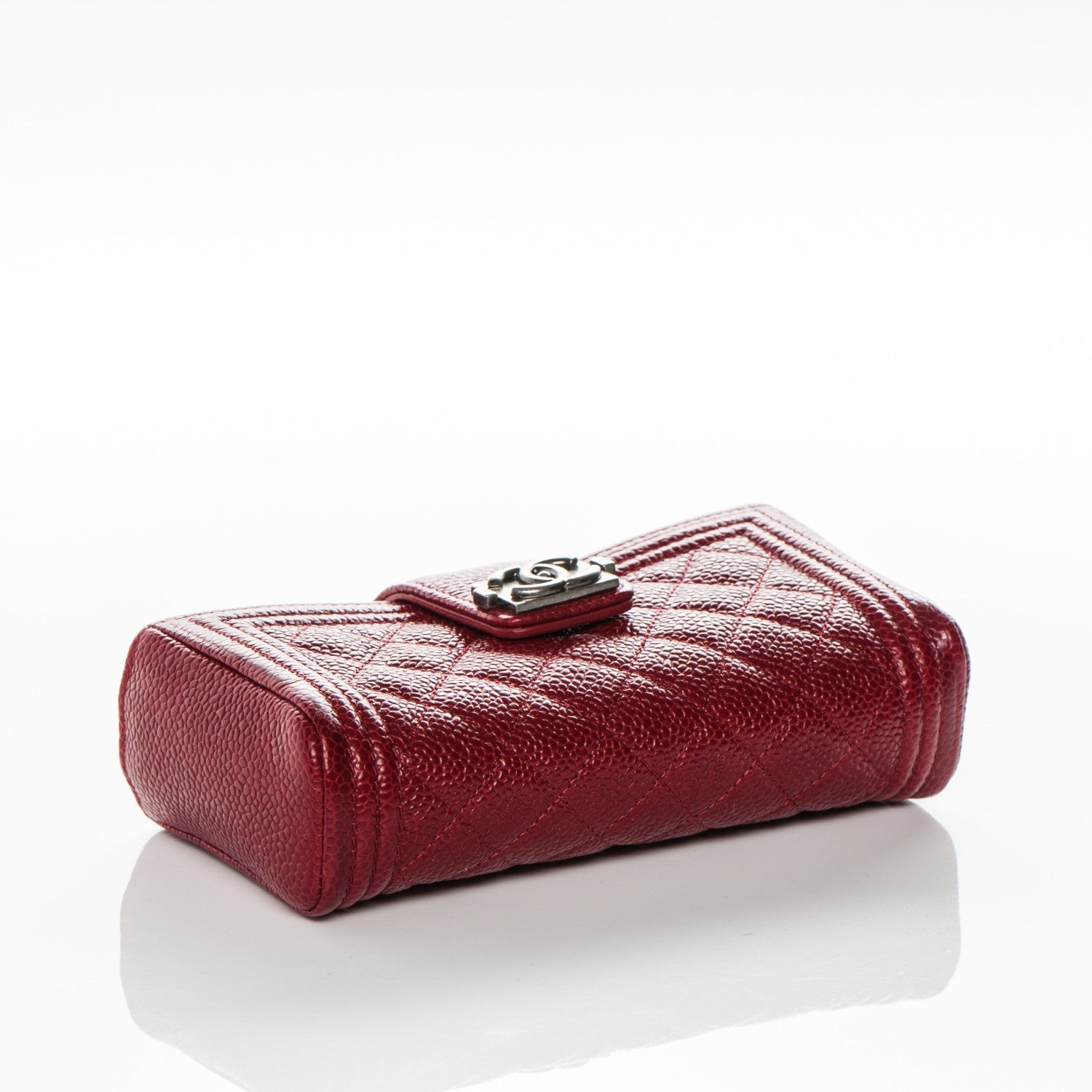 Chanel Caviar Quilted Mini Boy Phone Holder Clutch Dark Red 4 of 8