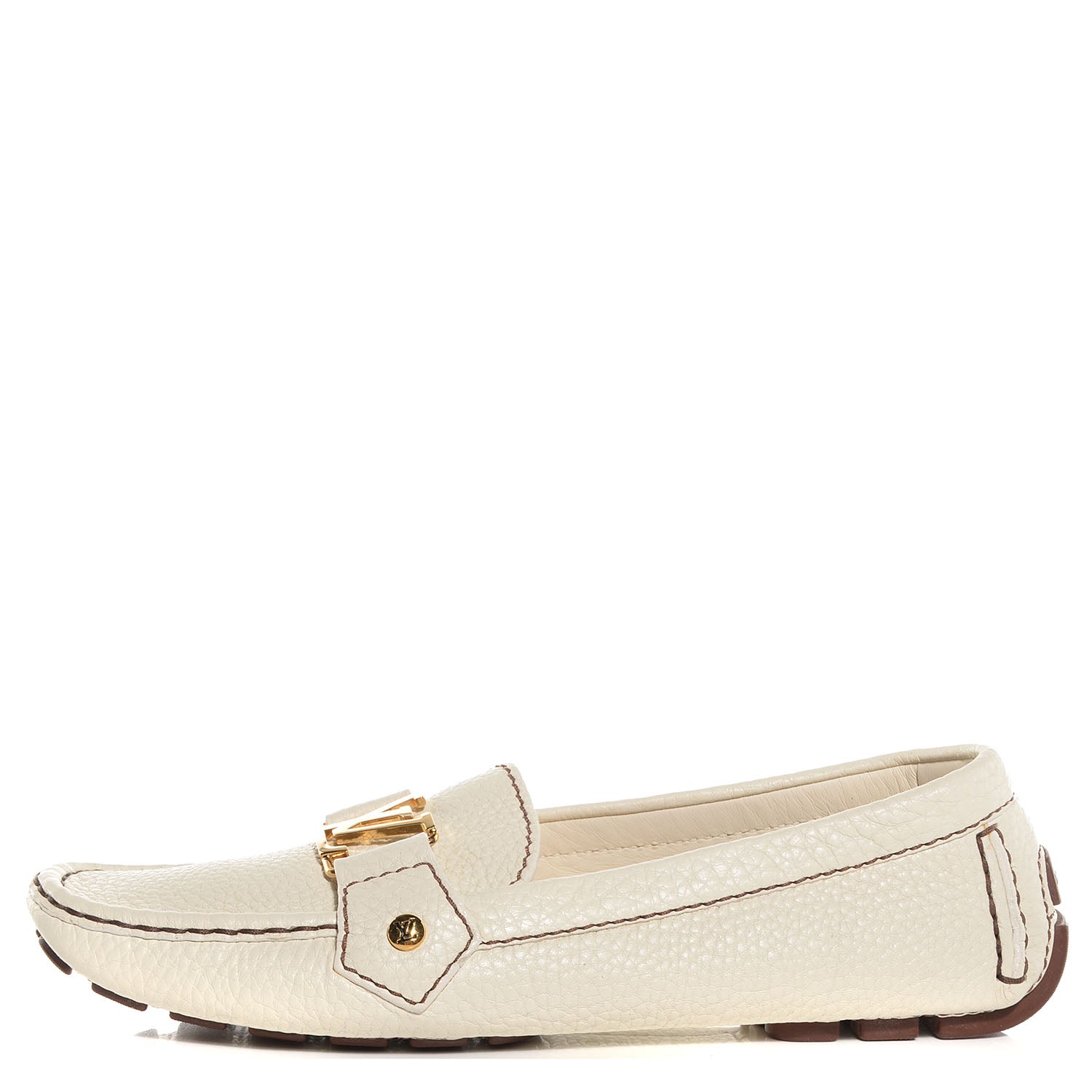 Louis Vuitton Leather Monte Carlo Loafers 37.5 Ivory 1 of 7
