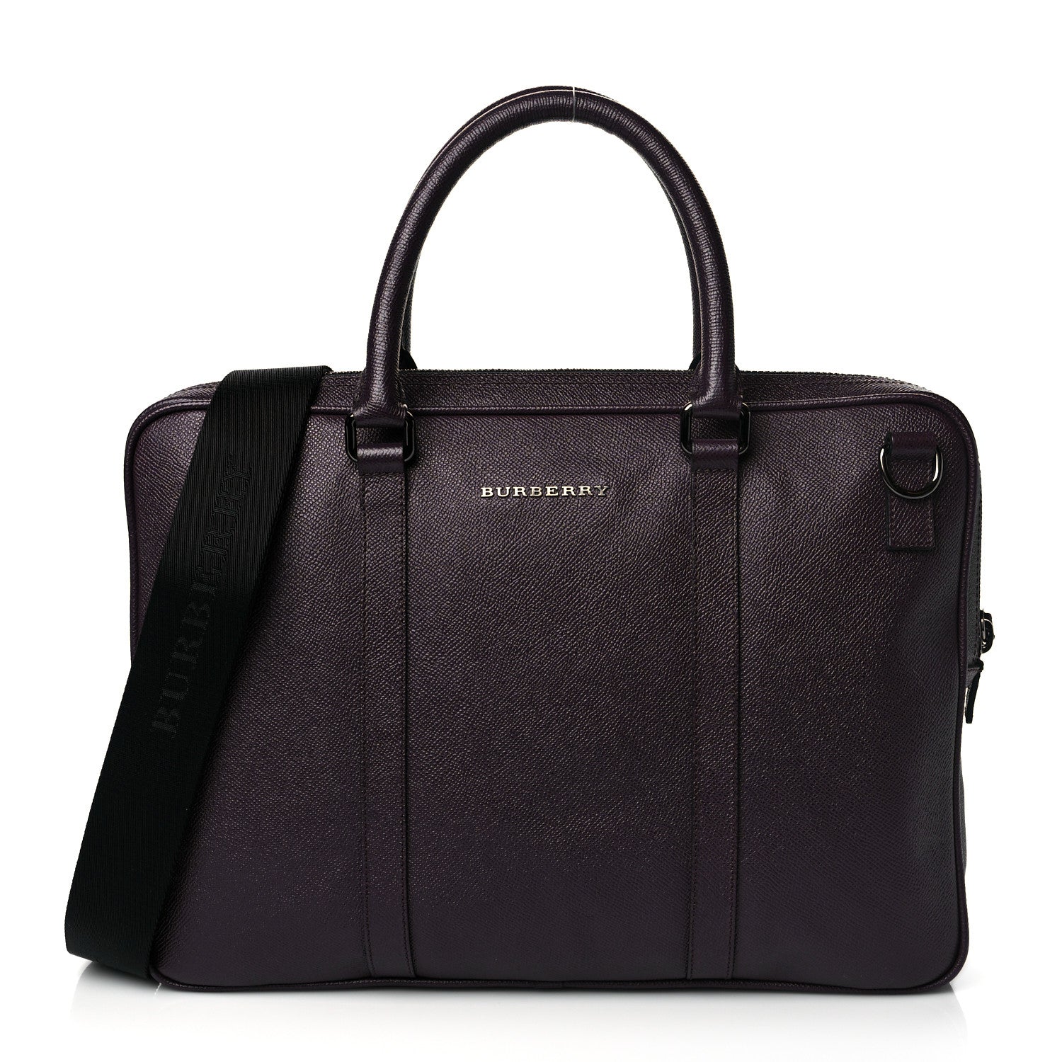 Burberry Textured Calfskin Small Newberg Briefcase Burgundy 1 of 10