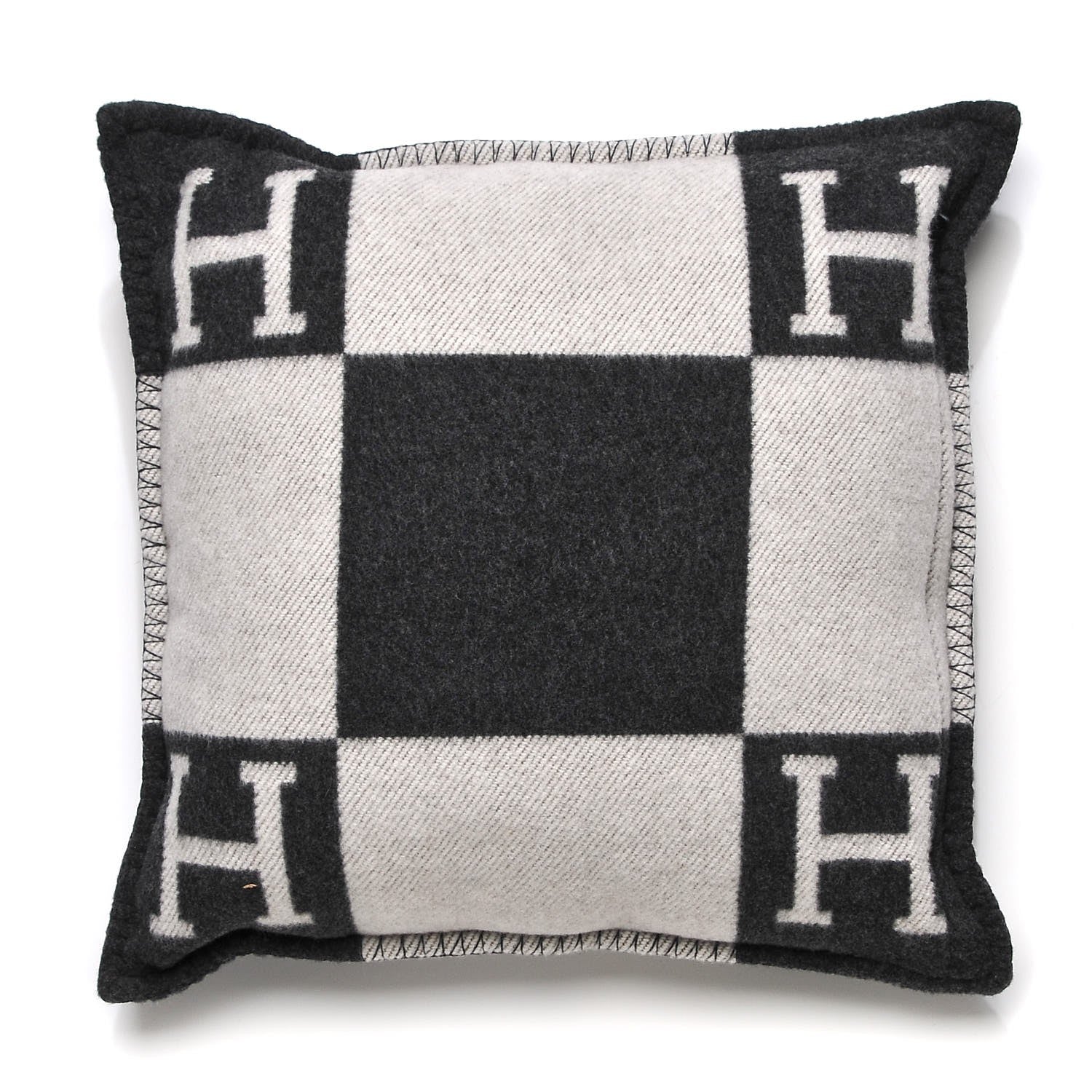 Hermes Wool Cashmere Avalon Pillow PM Ecru Gris Fonce 3 of 6