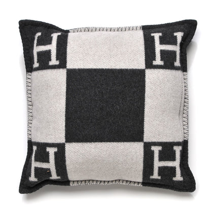 Hermes Wool Cashmere Avalon Pillow PM Ecru Gris Fonce 3 of 6