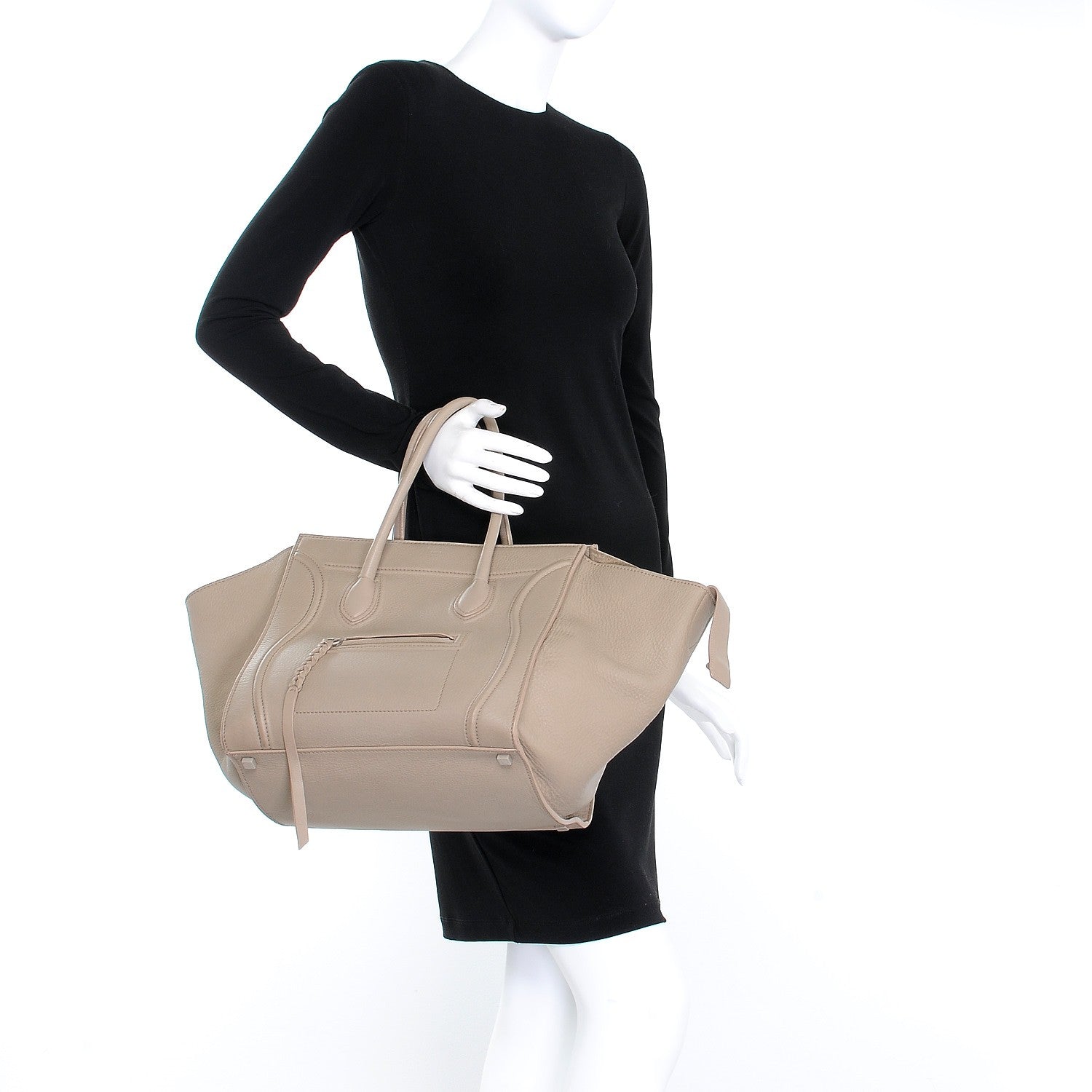 Celine Supple Calfskin Medium Phantom Luggage Beige 2 of 8