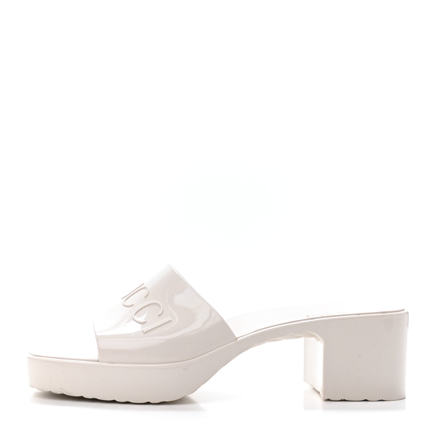 Rubber Gucci Logo Womens Platform 20/60mm Slide Sandals 41 Mystic White