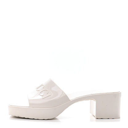 Gucci Rubber Gucci Logo Womens Platform 20/60mm Slide Sandals 41 Mystic White 1 of 4